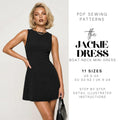 Jackie Dress Boat Neck Mini A-line Dress PDF Sewing Pattern, Easy Women Sleeveless Dress