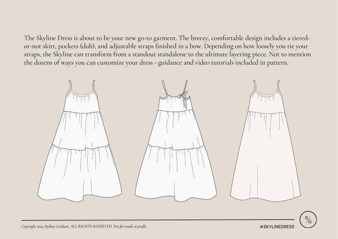 Skyline Dress PDF Sewing Pattern | Size Inclusive 0-34 | Beginner Friendly | Detailed Video Tutorial