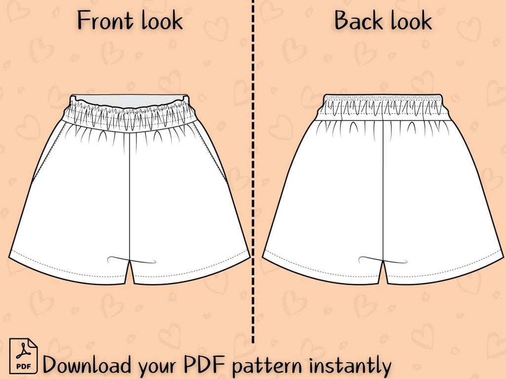 Ladies Basic Shorts Pattern Beginner Women’s Shorts Sewing Pattern – Elastic Waistband Summer Shor ...