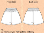 Beginner Women’s Shorts Sewing Pattern – Elastic Waistband Summer Shorts with Pockets PDF XS–3XL