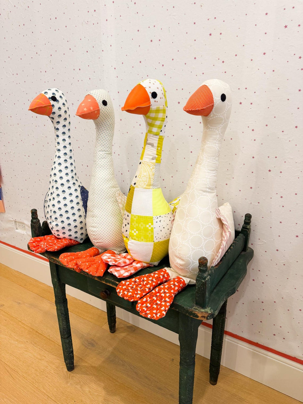 Silly Goose PDF Pattern by woollypetals to make a 20" and 16" stuffed animal goose
