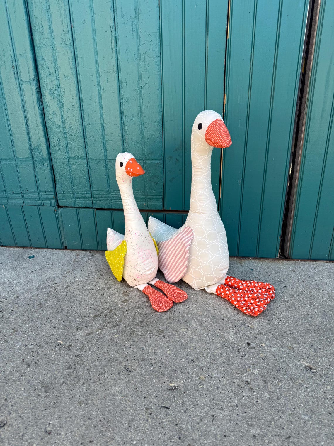 Silly Goose PDF Pattern by woollypetals to make a 20" and 16" stuffed animal goose