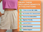 Beginner Women’s Shorts Sewing Pattern – Elastic Waistband Summer Shorts with Pockets PDF XS–3XL