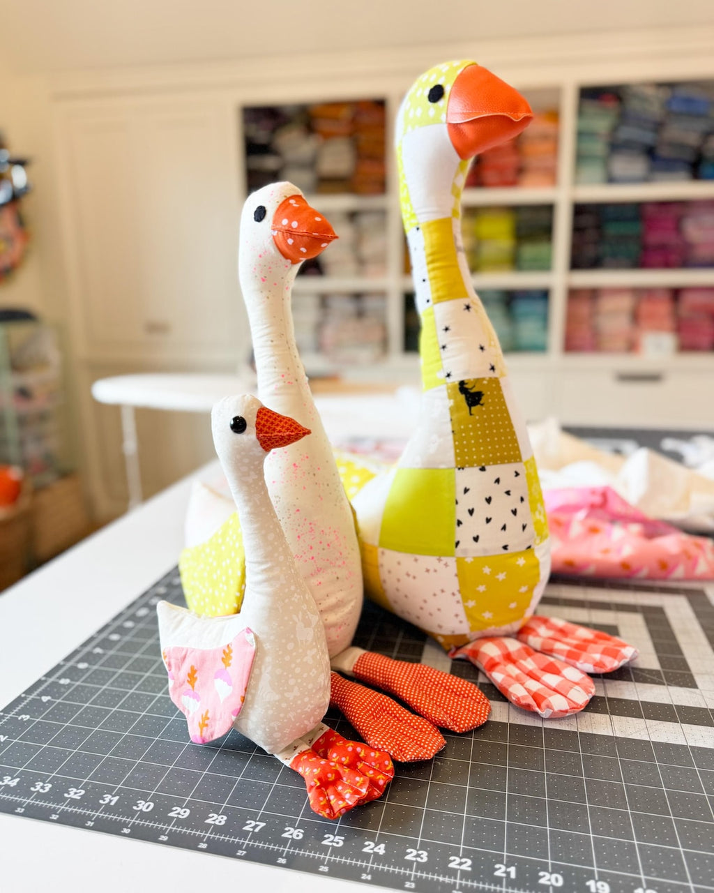 Silly Goose PDF Pattern by woollypetals to make a 20" and 16" stuffed animal goose