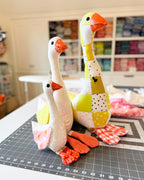 Silly Goose PDF Pattern by woollypetals to make a 20" and 16" stuffed animal goose