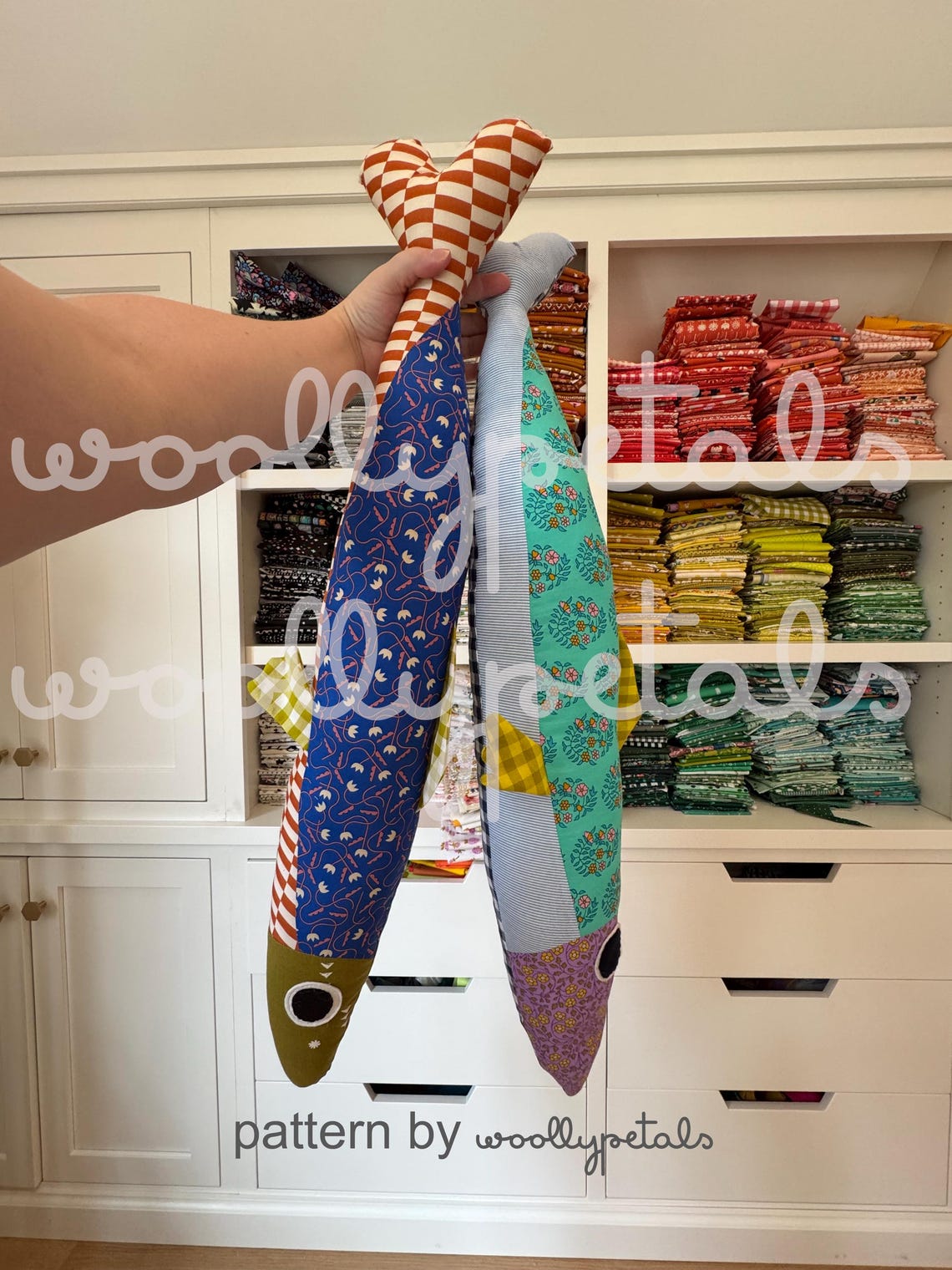 Sardine Pillow PDF Pattern by woollypetals to make 36" and 24" Sardine Pillows