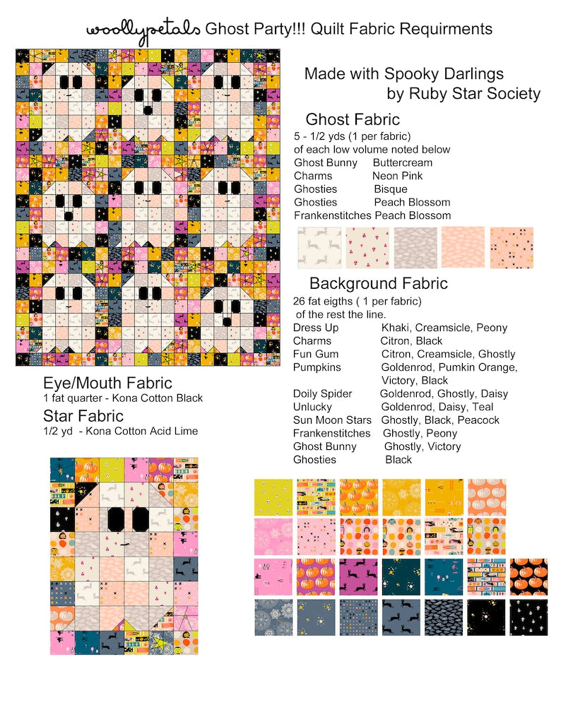 Ghost Party!!! Quilt PDF Pattern Download by woollypetals