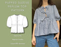 Puffed Sleeve Peplum Top Sewing Pattern: Front Tie Blouse (XS-XXL) (Digital Download)
