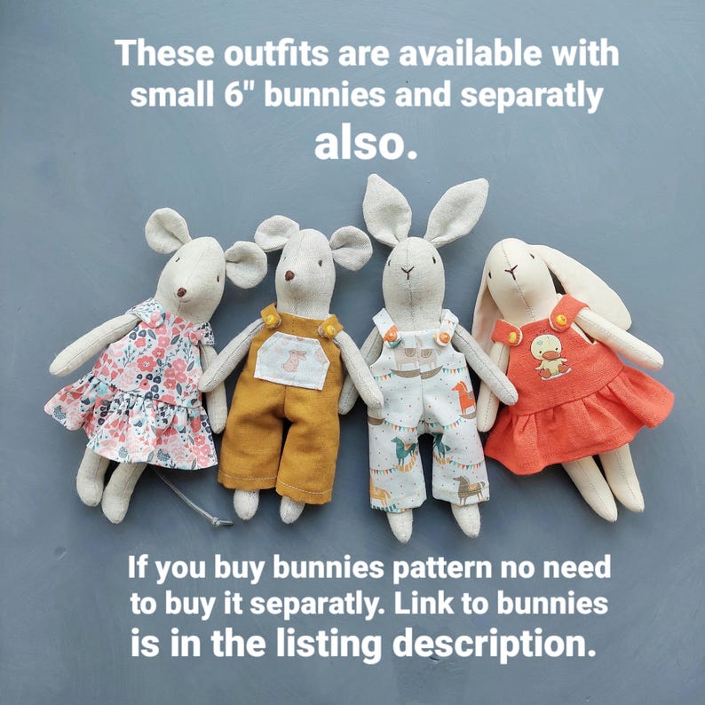 Small mouse sewing pattern: Mouse, dress, pants, vest PDF, English