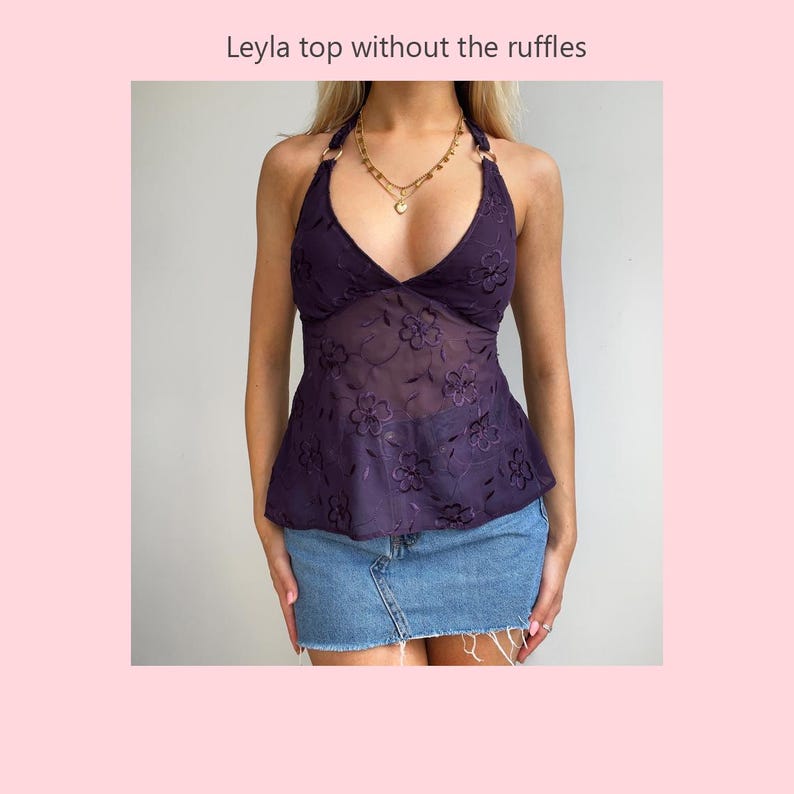 Halter Neck Babydoll Ruffle Top Sewing Pattern – Tie Back Y2K Cami Top PDF, XS–XL