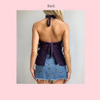 Halter Neck Babydoll Ruffle Top Sewing Pattern – Tie Back Y2K Cami Top PDF, XS–XL