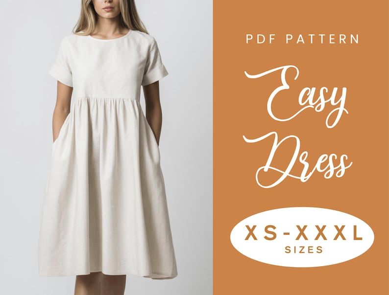 Linen Dress Sewing Pattern – XS–XXXL PDF Instant Download Sundress –