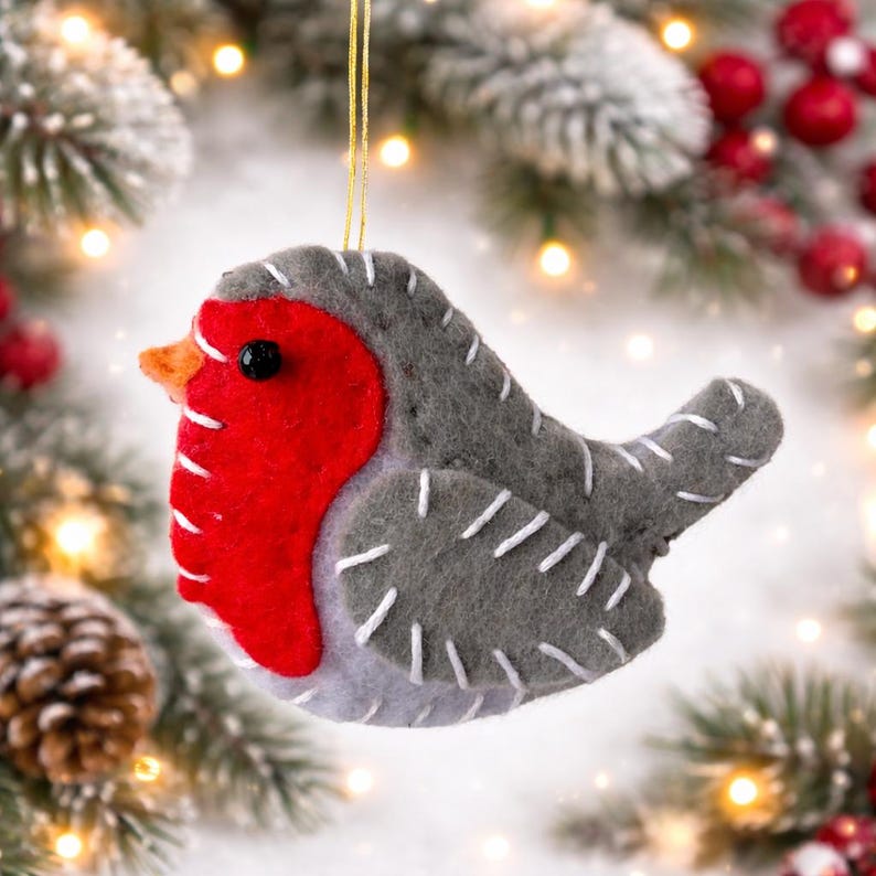 Beginner Robin Sewing Pattern – Cute Felt Ornament PDF + SVG