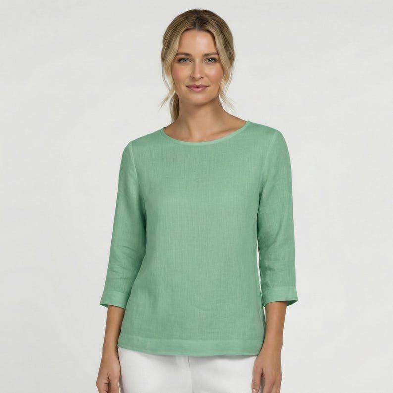 Linen Blouse Sewing Pattern – Women’s Top PDF for Woven Fabrics, Easy & Plus Size