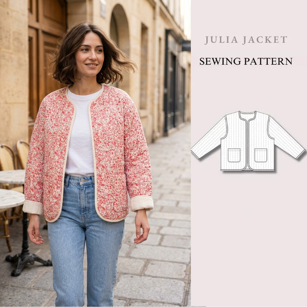 Quilted Jacket Sewing Pattern PDF | Julia Jacket Beginner Pattern XXS–5XL