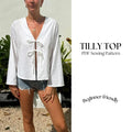 Tie Front Linen Top Sewing Pattern: Long Sleeve (PDF)